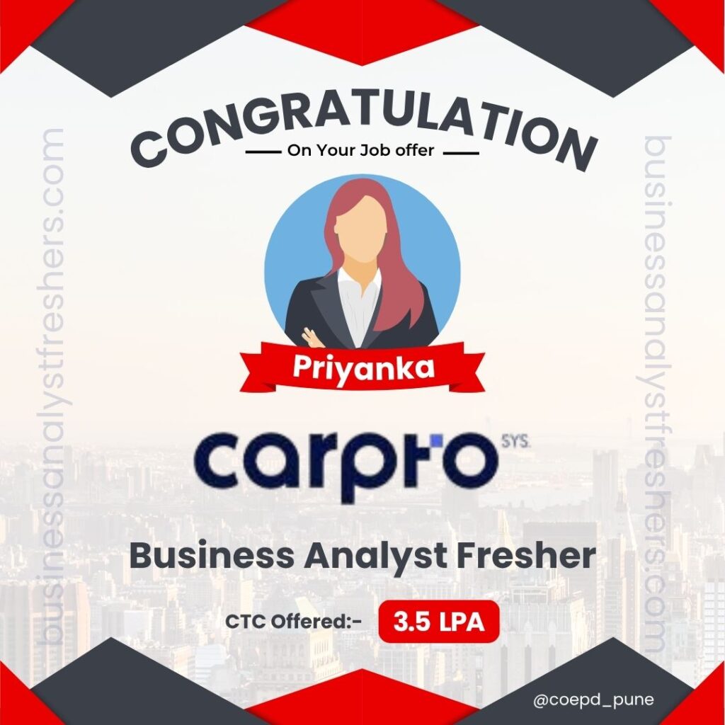 Priyanka Business Analyst fresher placement success story