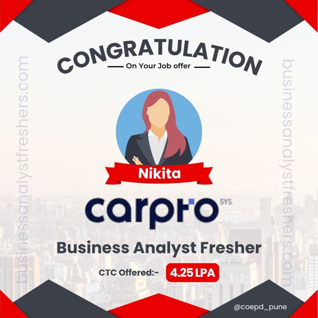 Nikita Business Analyst Fresher Placement Success Story