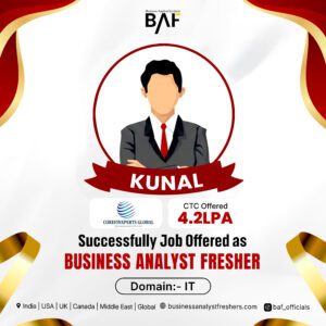 Kunal placed as Business Analyst Fresher at Corefinxperts Global