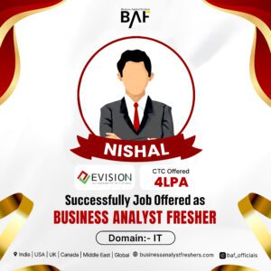 Nishal placed as Business Analyst Fresher at Evision