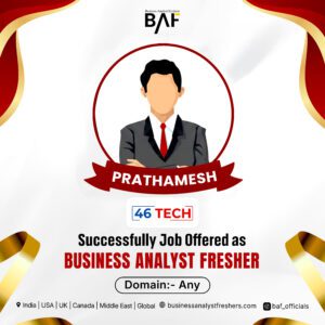 Parthamesh placed as Business Analyst Fresher at 46 Tech