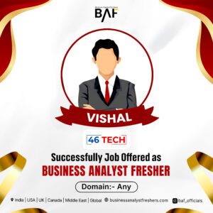Vishal placed as Business Analyst Fresher at 46 Tech
