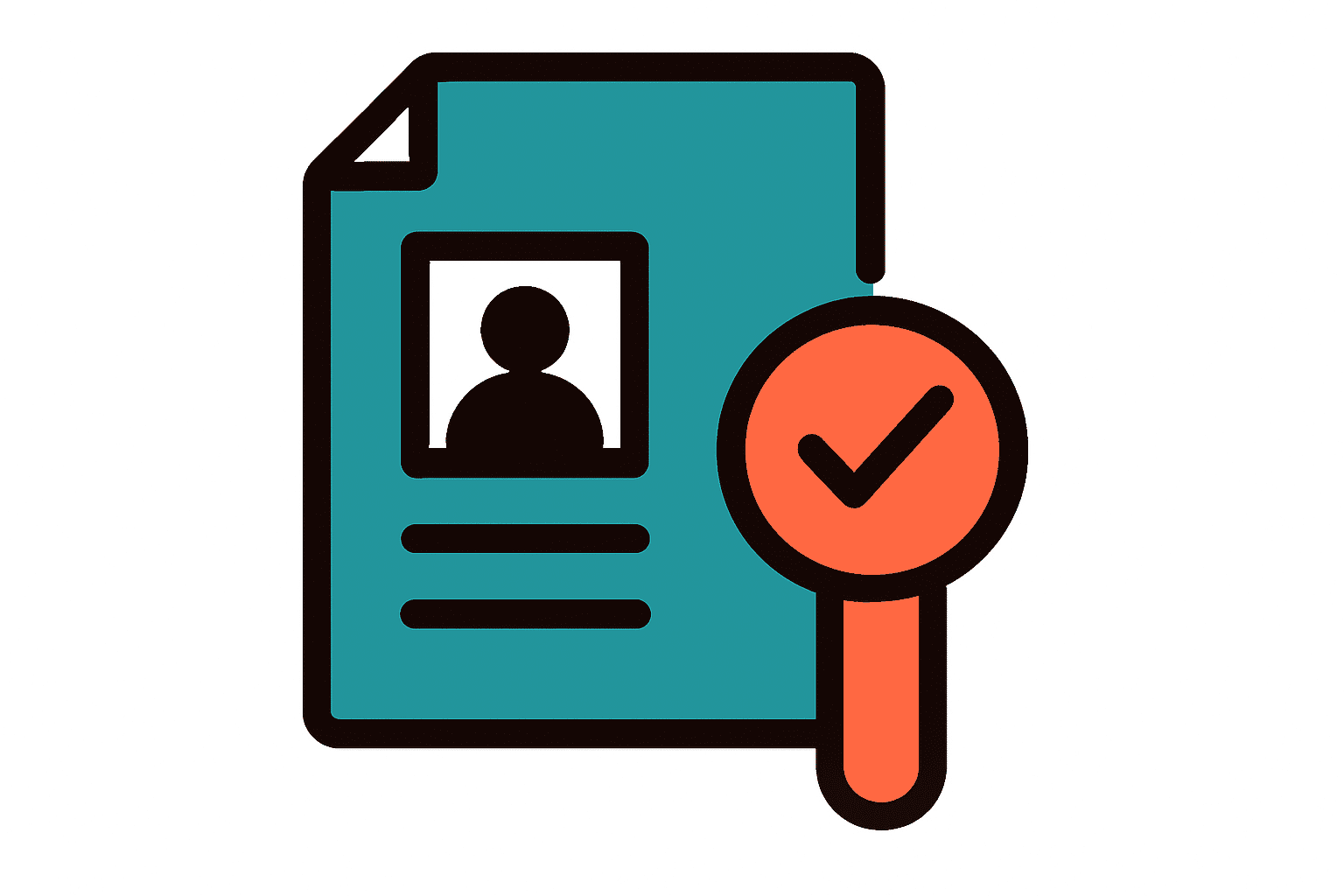 Get candidate profiles icon showing resume with magnifying glass